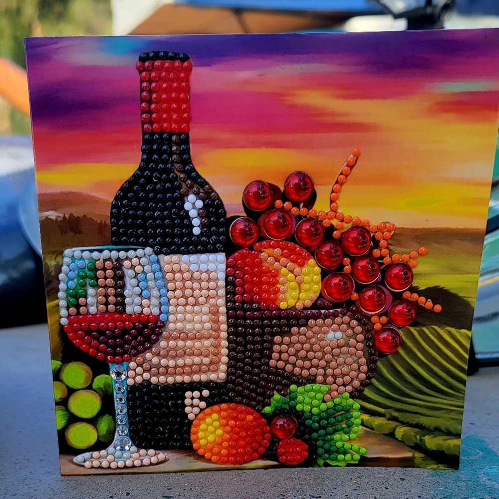 Sunset With Wine Blank Greeting Card - Picture 1 of 3